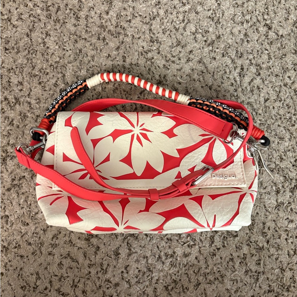 Desigual Floral Red and Cream Shoulder Bag